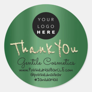 Thank You Gold Sweet 16th Logo Name Green Cali Classic Round Sticker