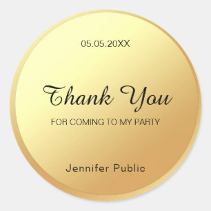 Thank You Gold Template Elegant Handwritten Classic Round Sticker