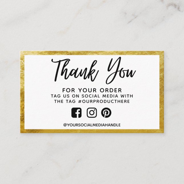 Thank you Gold Trendy Salon Business Card (Front)