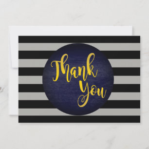 Thank You Gold Wedding Black Striped Card