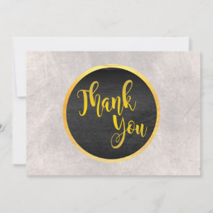 Thank You Gold Wedding White Marble Card