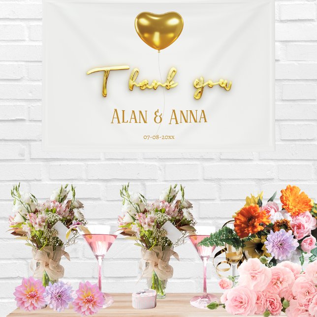 Thank you Golden letters and balloon Wedding Banner (Creator Uploaded)