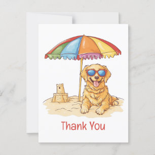 Thank You Golden Retriever Beach Dog Postcard
