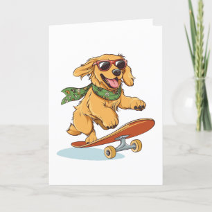 Thank You Golden Retriever Dog Skateboarding