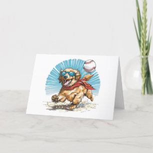 Thank You Golden Retriever Playing Baseball Card