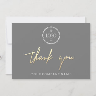 Thank You Golden Script Business  Logo Grey  Invitation