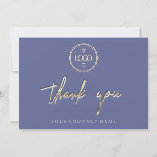 Thank You Golden Script Logo Script Smoky Blue Invitation