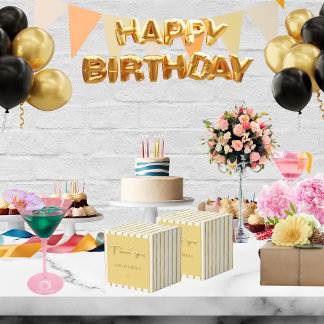 Thank you golden text and stripes 50 th birthday favour box
