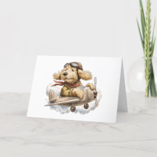 Thank You Goldendoodle Dog Pilot Aeroplane Card