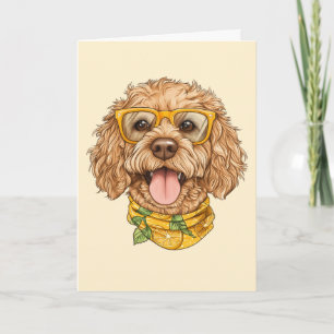 Thank You Goldendoodle Dog Sunglasses Oranges Card