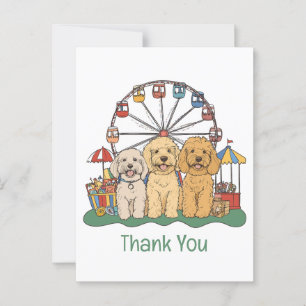 Thank You Goldendoodle Dogs At A Carnival Postcard