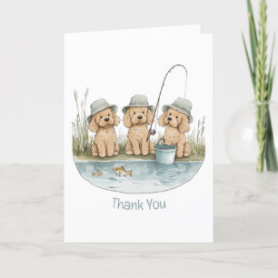 Thank You Goldendoodle Dogs Fishing Card