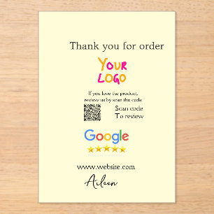 Thank you Google review scan QR business Acrylic Invitations