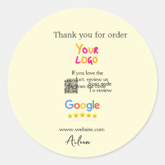 Thank you Google review scan QR business Classic Round Sticker