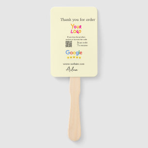Thank you Google review scan QR business Hand Fan