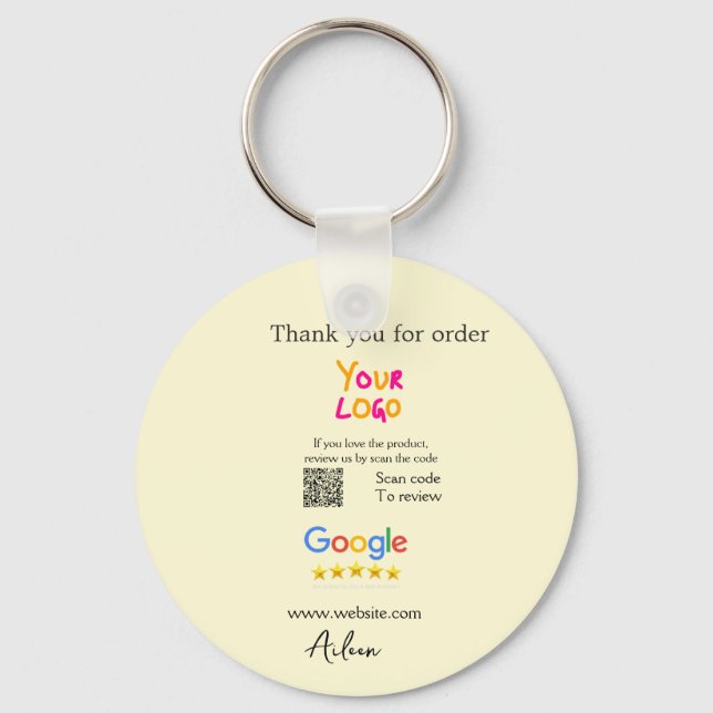 Thank you Google review scan QR business Key Ring (Front)