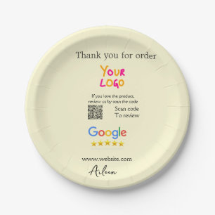 Thank you Google review scan QR business Paper Plate