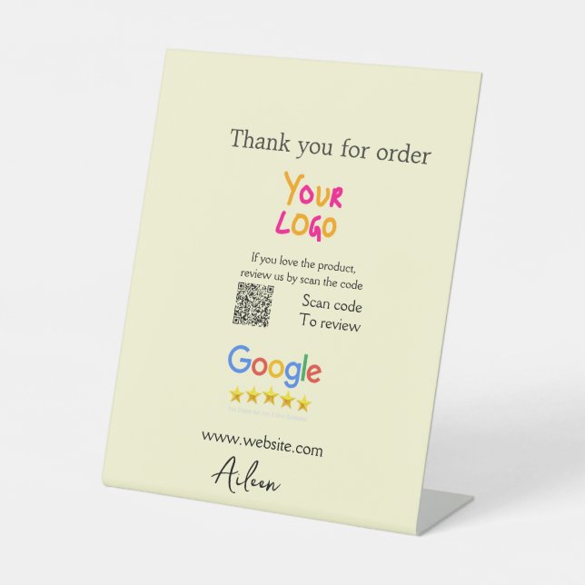 Thank you Google review scan QR business Pedestal Sign (Front)