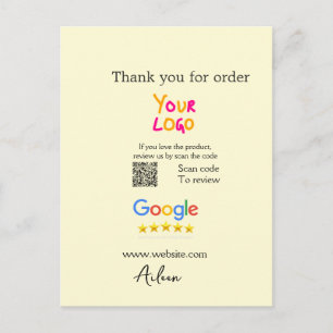 Thank you Google review scan QR business Postcard