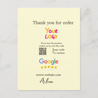 Thank you Google review scan QR business Postcard