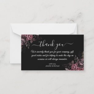 thank you gothic floral wedding modern black card