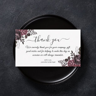 thank you gothic floral wedding modern card