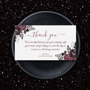 thank you gothic floral wedding modern red script card