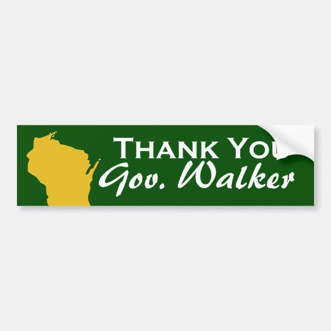 Thank You Governor Scott Walker of Wisconsin Bumper Sticker (Front)