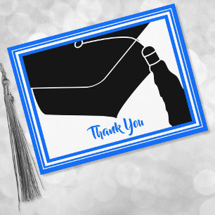 Thank You Grad Cap Blue and White Postcard