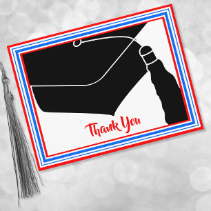 Thank You Grad Cap Red White and Blue Postcard