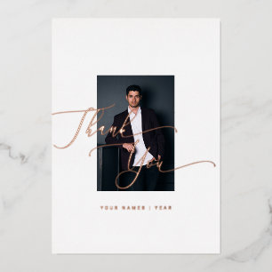 Thank You Graduate Elegant Calligraphy Foil Holiday Card