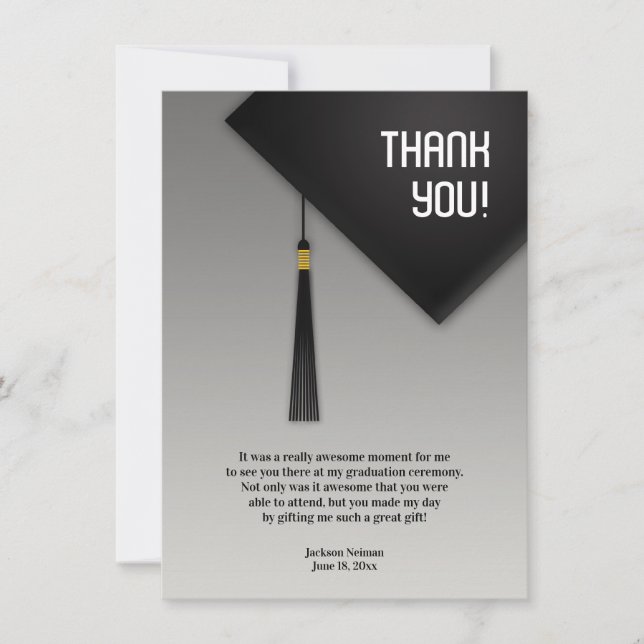 Thank You Graduation Black Hat Card (Front)