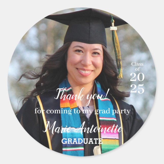 Thank you Graduation Classic Round Sticker (Front)