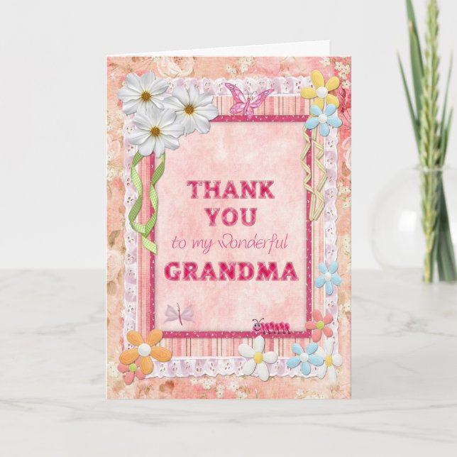 Thank you grandma, flowers craft card (Front)