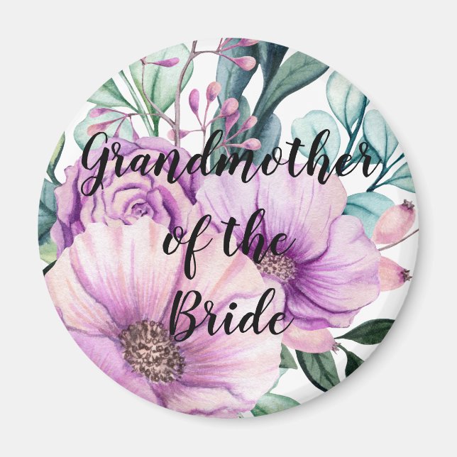 Thank You Grandmother of the Bride or Groom Purple Magnet (Front)