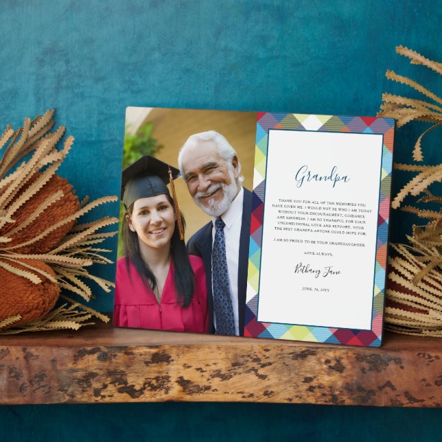 Thank You Grandpa | Plaid Photo Frame (Side)