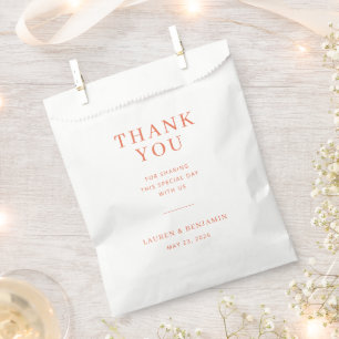 THANK YOU Grateful Coral Minimalist Serif Favour Bag