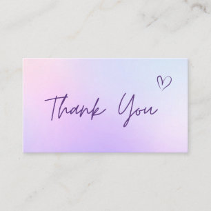 Thank You Gratitude Abstract Pink Purple Gradient Business Card