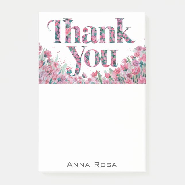 *~* Thank You Gratitude Floral Manifestation AP85 Post-it Notes (Front)