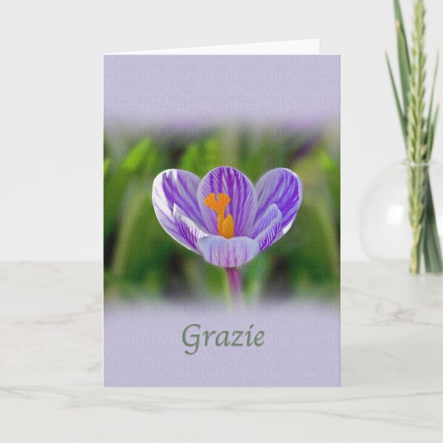 Thank you, Grazie, Italian, Floral Thank You Card (Front)