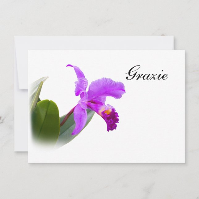 Thank You, Grazie, Italian, Orchid Card (Front)