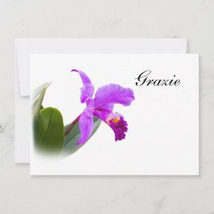 Thank You, Grazie, Italian, Orchid Card