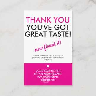 Thank You Great Taste Poshmark Logo Business Card