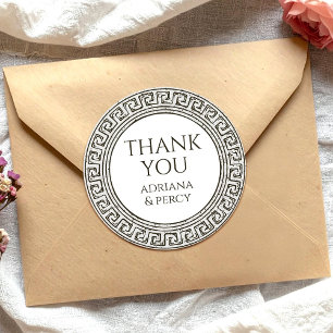 Thank You Grecian Party stone Greek Key Pattern Classic Round Sticker