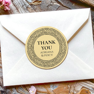 Thank You Grecian Party stone Greek Key Pattern Classic Round Sticker
