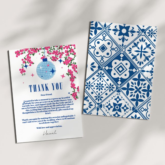 Thank you Greek Bougainvillea bridal shower card (Creator Uploaded)