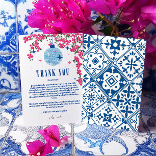 Thank you Greek Bougainvillea disco baby shower Enclosure Card
