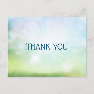 Thank you green blue bokeh postcard