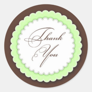 Thank You Green/Brown Classic Round Sticker
