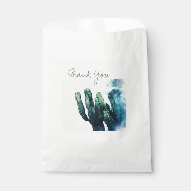 Thank You Green Cactus Drawing Favour Bag (Front)